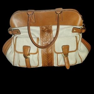 Vintage Cole Haan Bag Satchel Weekender Leather and Canvas